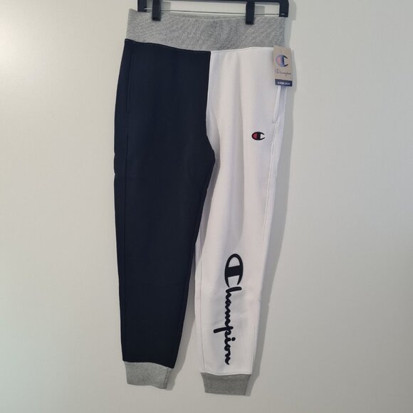 Champion Men's Reverse Weave Joggers Fleece Black White - Picture 6 of 15
